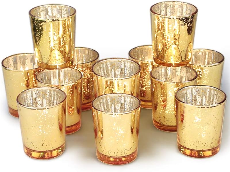 Mercury Glass Tealight Holders, Set of 12