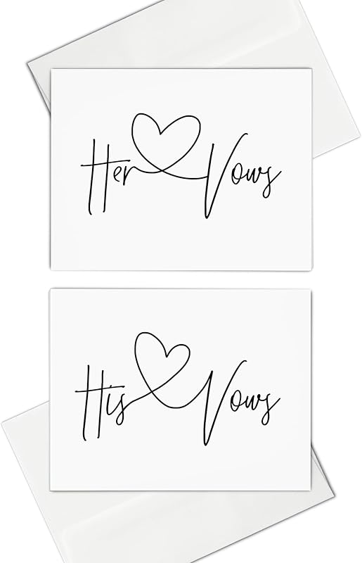 His and Hers Vow Card Set, Black and White Marriage Books