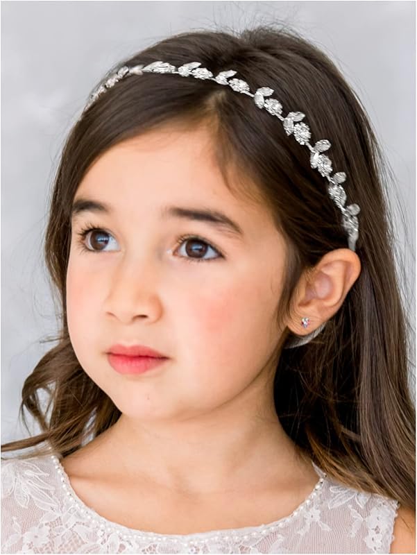 SWEETV Silver Flower Girl Headpiece for Wedding