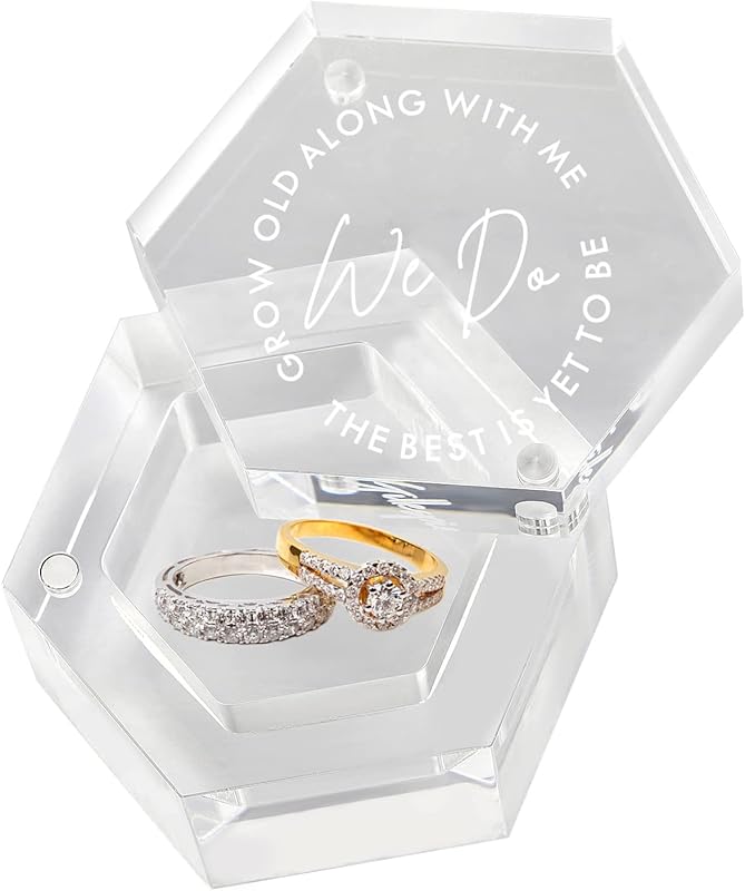 Engraved Acrylic Ring Bearer Box for Wedding Ceremony