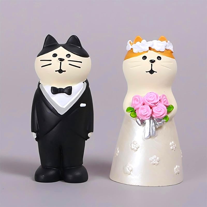 Wedding Cat Figurines Groom & Bride, Cake Topper