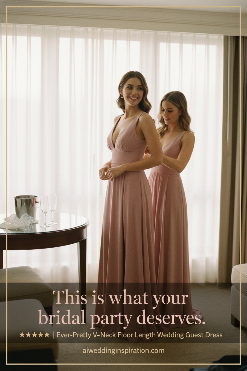 Ever-Pretty V-Neck Floor Length Wedding Guest Dress - Detail Shot