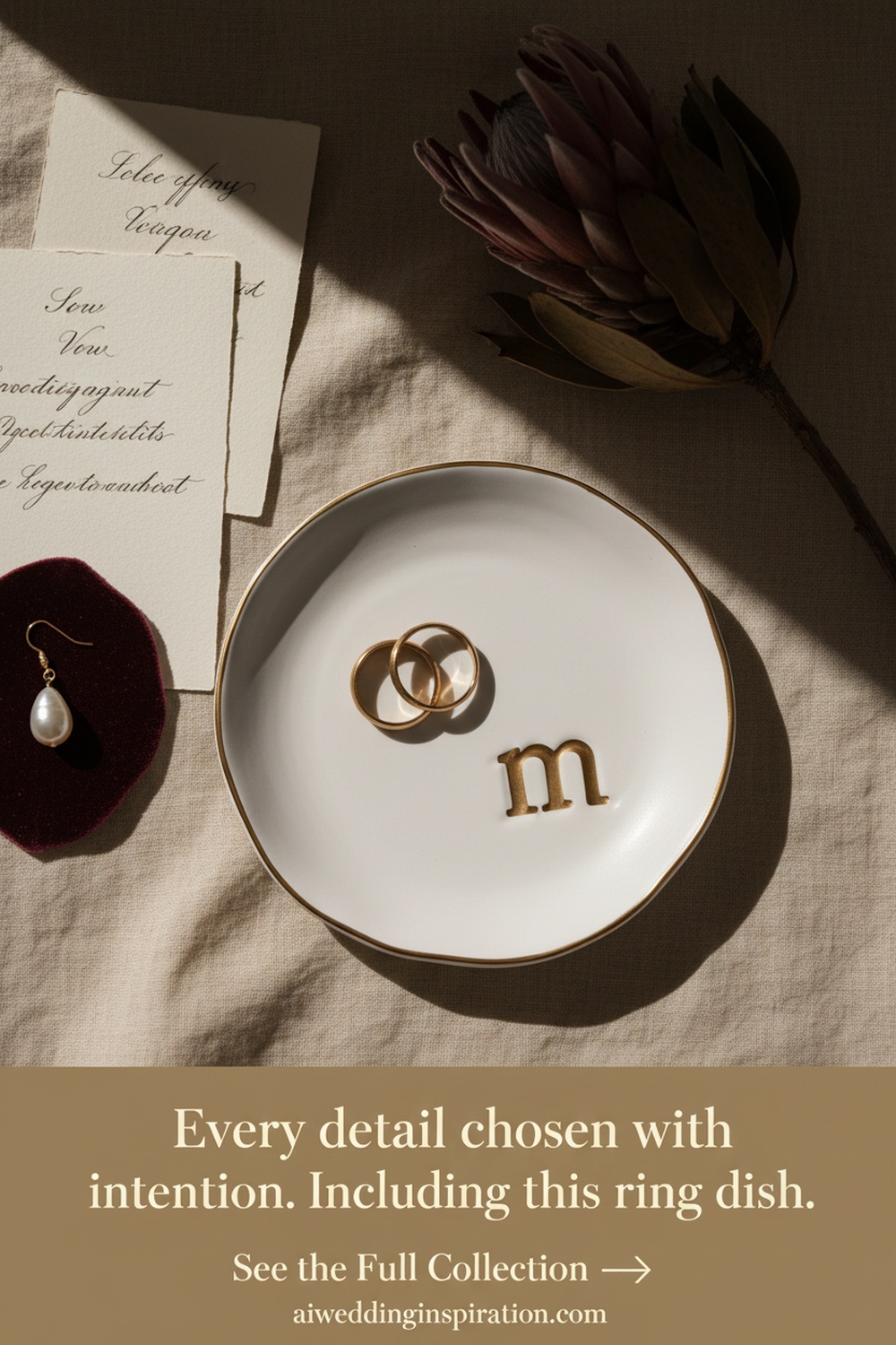 COLLECTIVE HOME Ceramic Jewelry Tray for Rings - Flat Lay