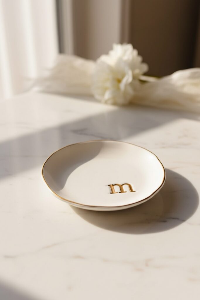 Elegant Ceramic Ring Dish: The Perfect Wedding Day Keepsake