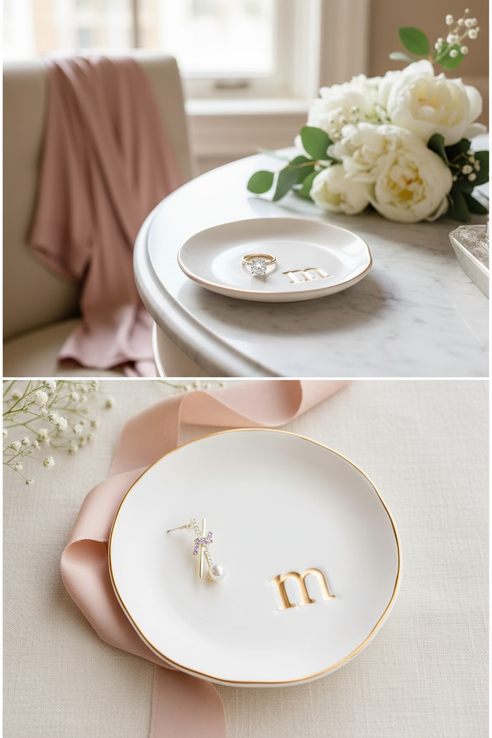 COLLECTIVE HOME Ceramic Jewelry Tray for Rings - Triptych