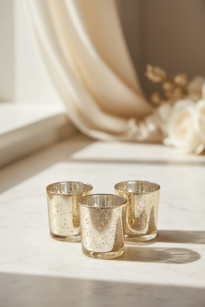 Shimmering Mercury Gold Votive Candle Holders for Your Dream Wedding