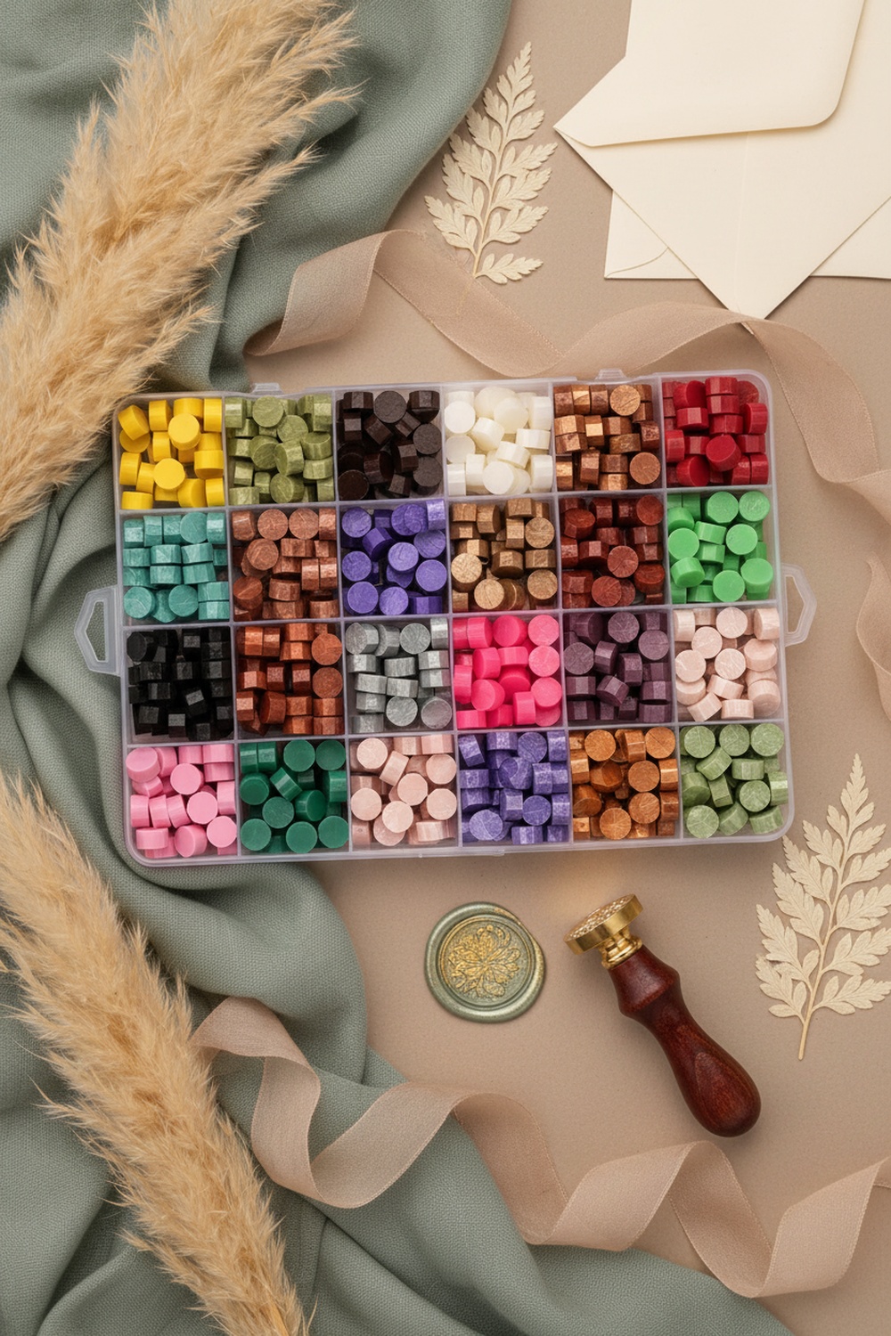 Wax Seal Stamp Kit, 24 Colors, 624 Pcs Stamp Beads - Color Story