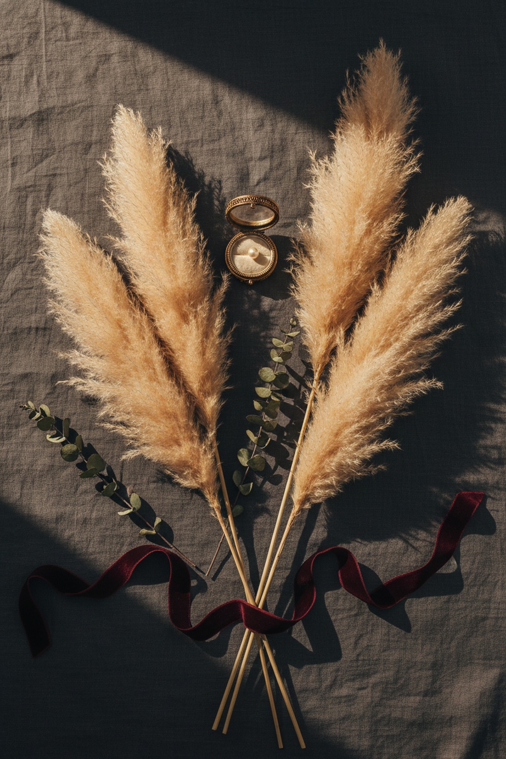 Natural Pampas Grass 40 Inch, 10 Stems - Flat Lay