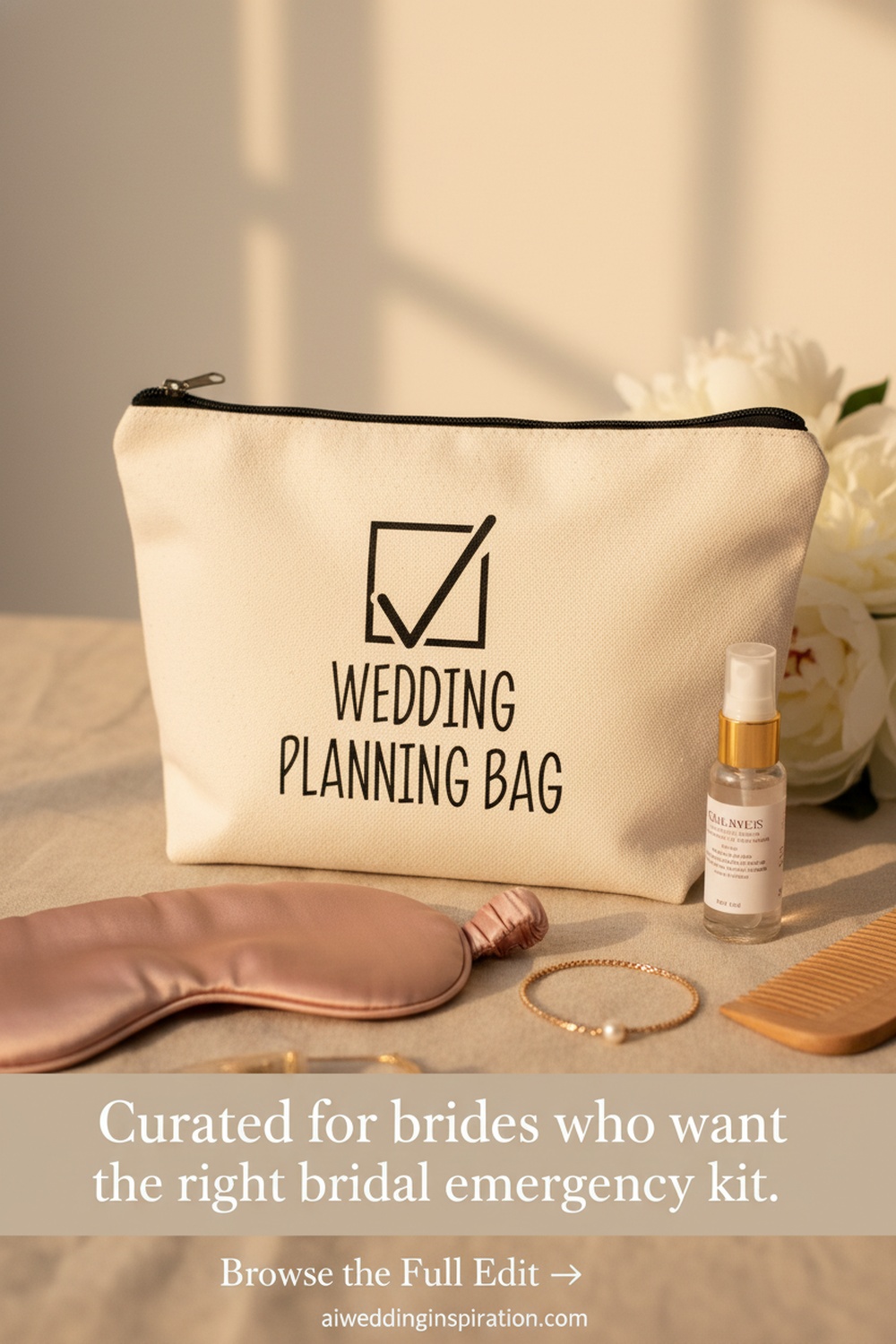 LIBIHUA Wedding Planning Makeup Bag Travel Pouch for Bride - Curated Edit