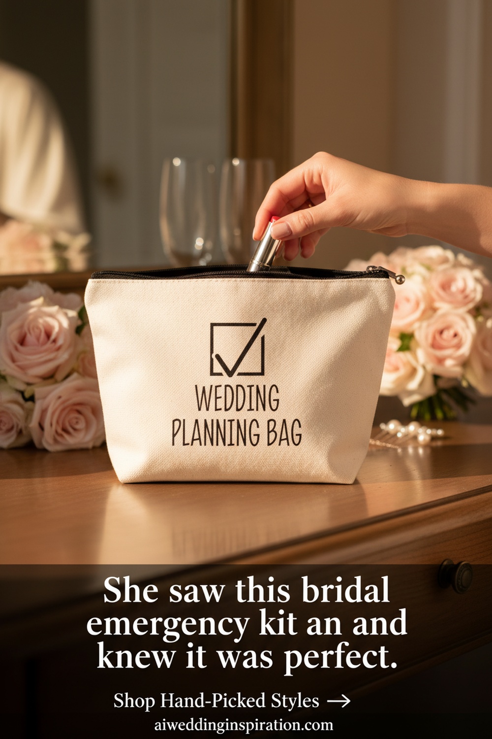 LIBIHUA Wedding Planning Makeup Bag Travel Pouch for Bride - Lifestyle